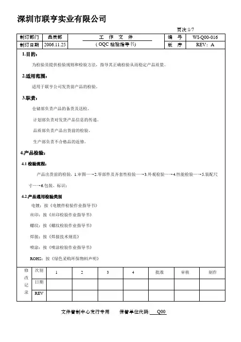 出货检验指导书