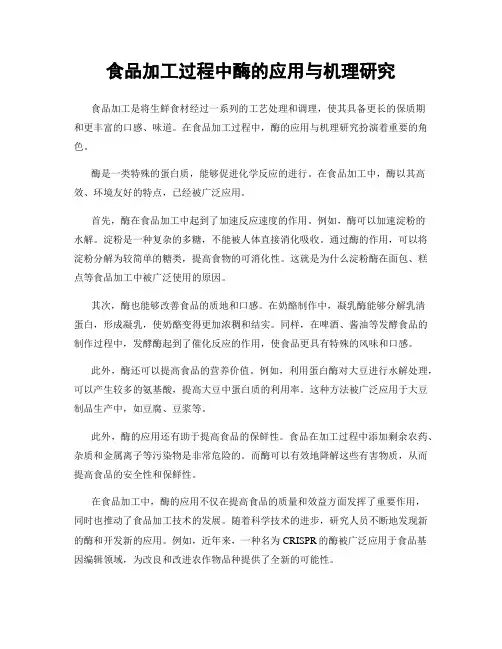 食品加工过程中酶的应用与机理研究