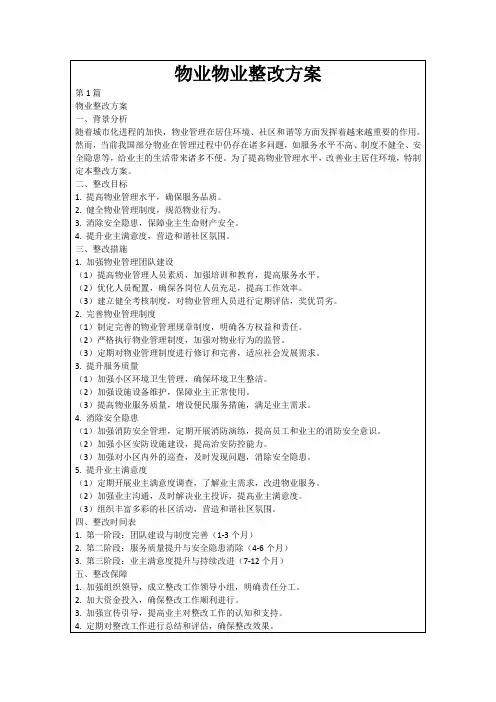 物业物业整改方案