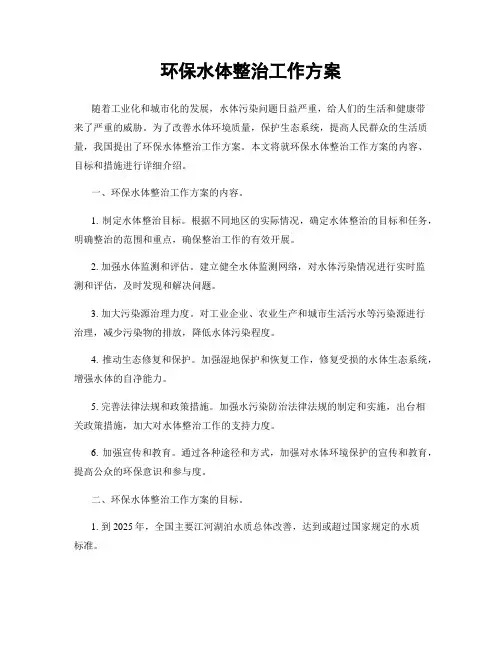 环保水体整治工作方案