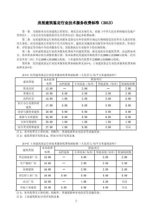 【2017年整理】房屋建筑鉴定行业技术服务收费标准