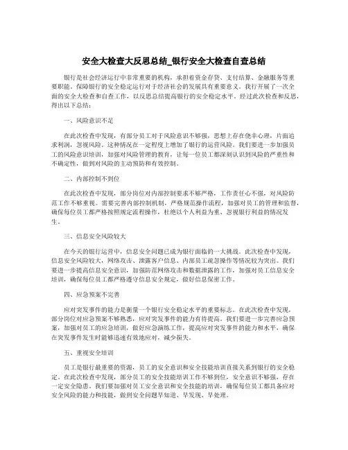 安全大检查大反思总结_银行安全大检查自查总结