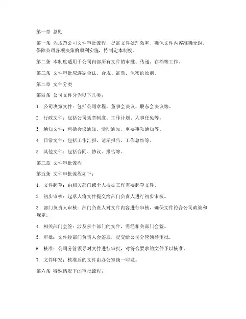公司文件审批管理制度