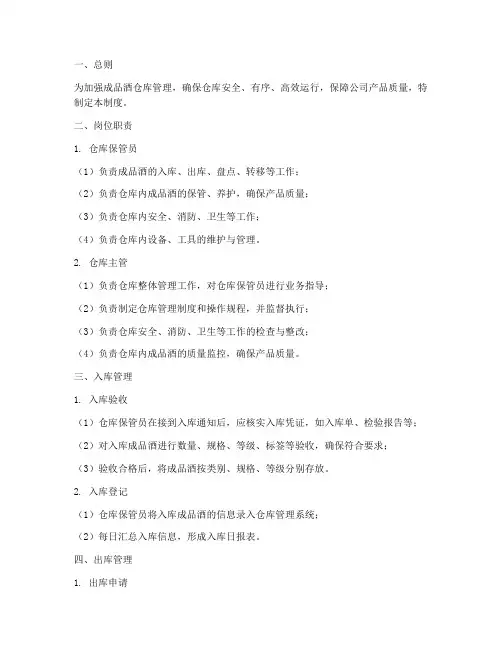 成品酒仓库人员管理制度