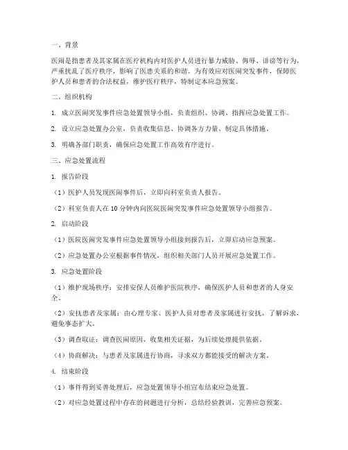 医闹突发事件应急预案