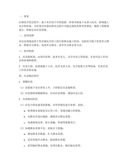 基坑降水施工应急预案