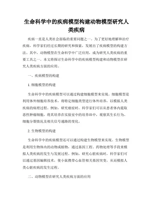 生命科学中的疾病模型构建动物模型研究人类疾病