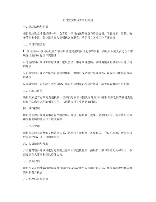 公司发文项目部管理制度