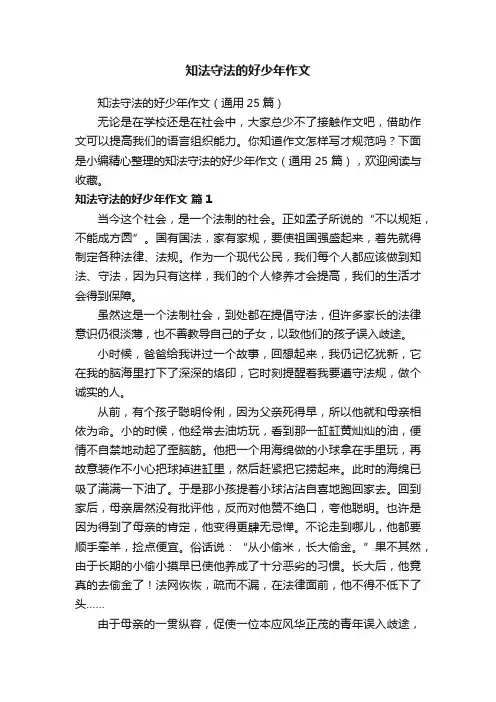 知法守法的好少年作文