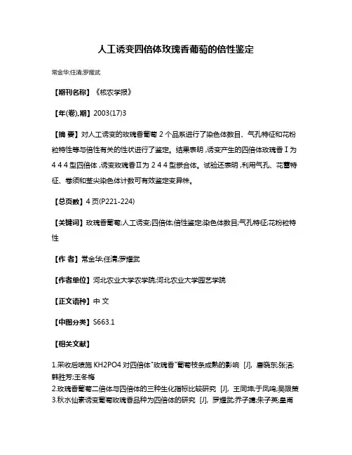 人工诱变四倍体玫瑰香葡萄的倍性鉴定