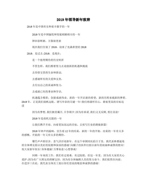 2019年领导新年致辞