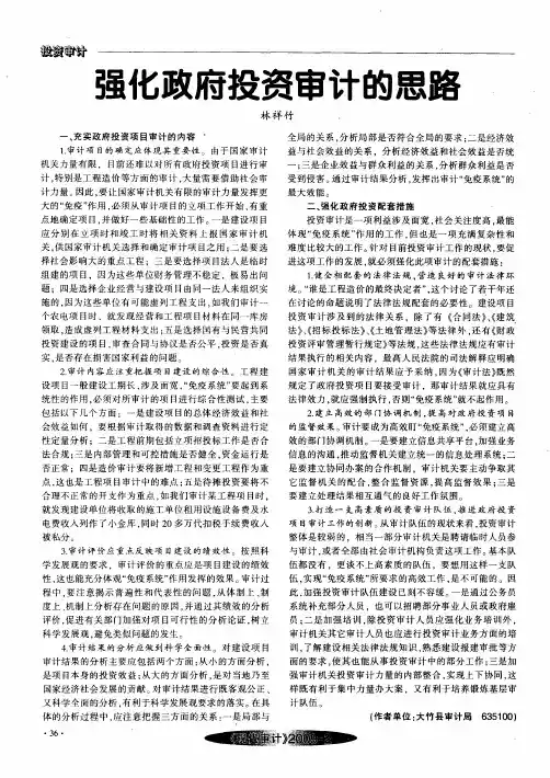 强化政府投资审计的思路