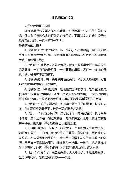 关于外貌描写的片段
