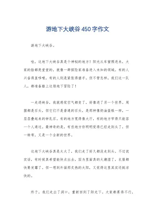 游地下大峡谷450字作文