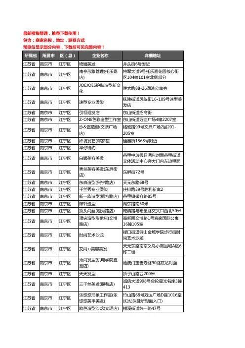 新版江苏省南京市江宁区美容美发企业公司商家户名录单联系方式地址大全897家