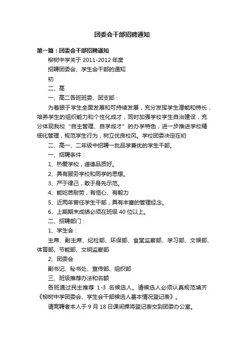 团委会干部招聘通知