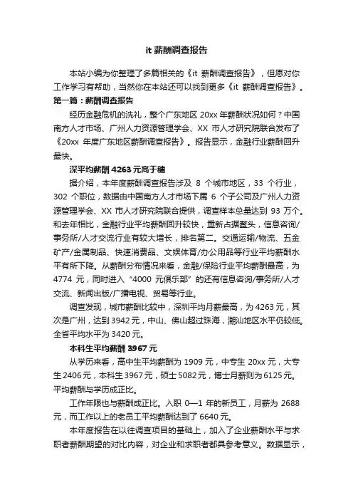 it薪酬调查报告