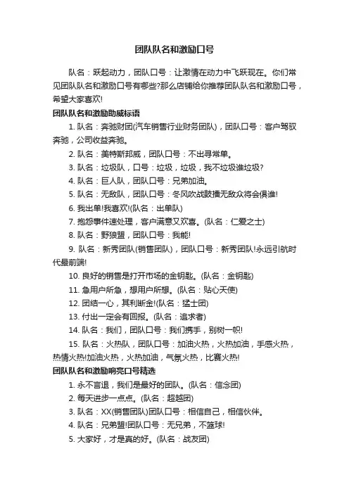 团队队名和激励口号