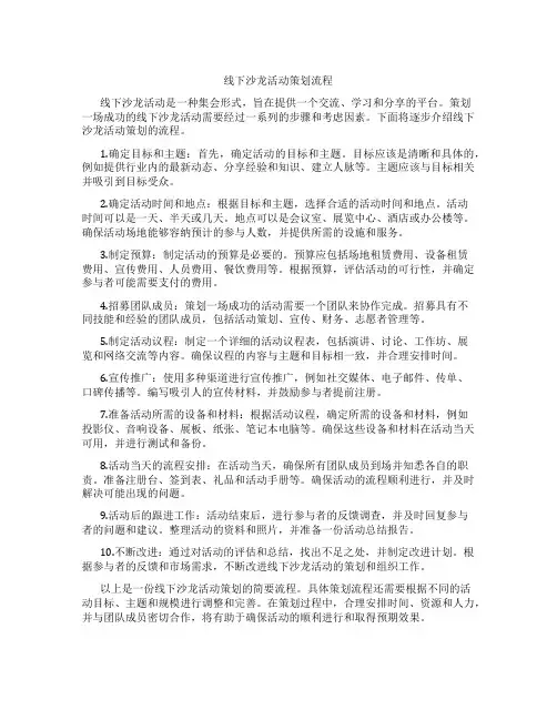 线下沙龙活动策划流程