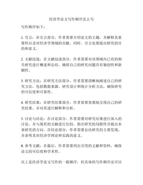 经济学论文写作顺序怎么写