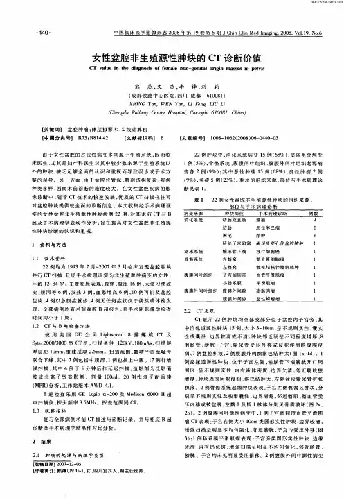 女性盆腔非生殖源性肿块的CT诊断价值