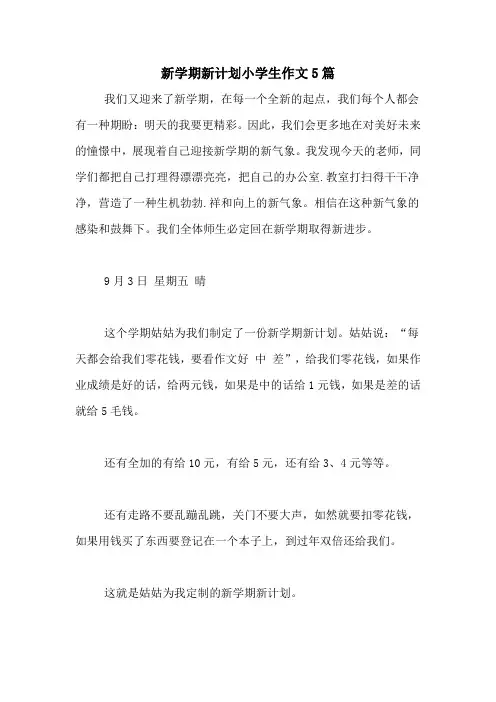 2020年新学期新计划小学生作文5篇