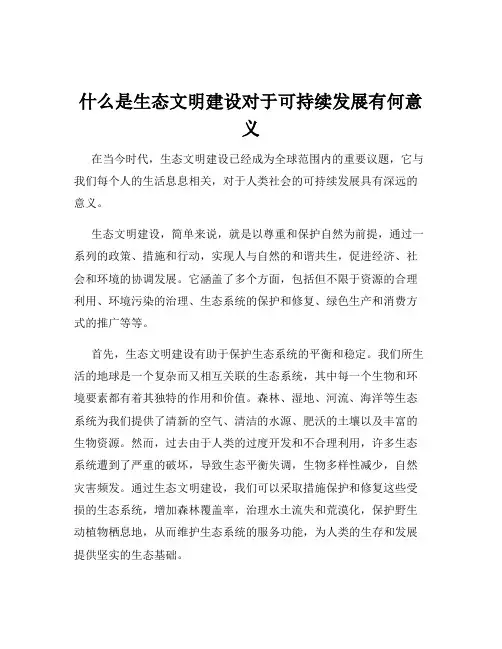 什么是生态文明建设对于可持续发展有何意义