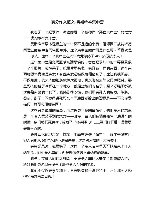 高分作文范文-奥斯维辛集中营