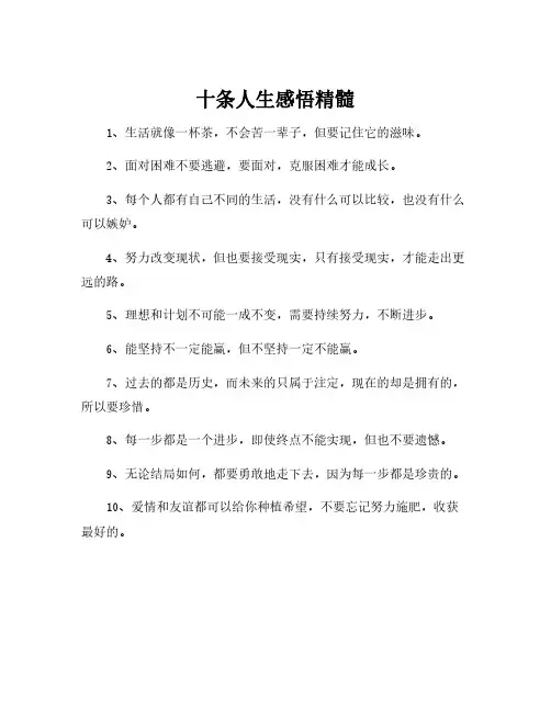 十条人生感悟精髓