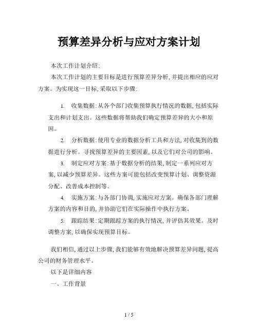 预算差异分析与应对方案计划