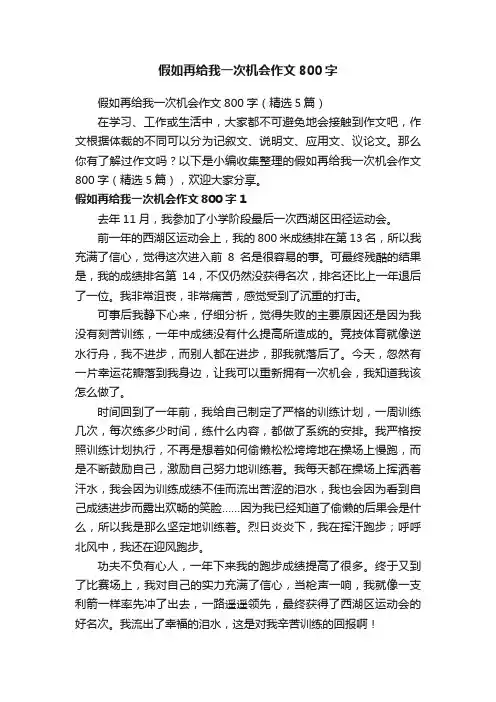 假如再给我一次机会作文800字（精选5篇）