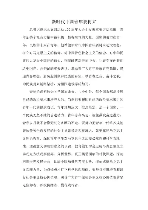 新时代中国青年要树立