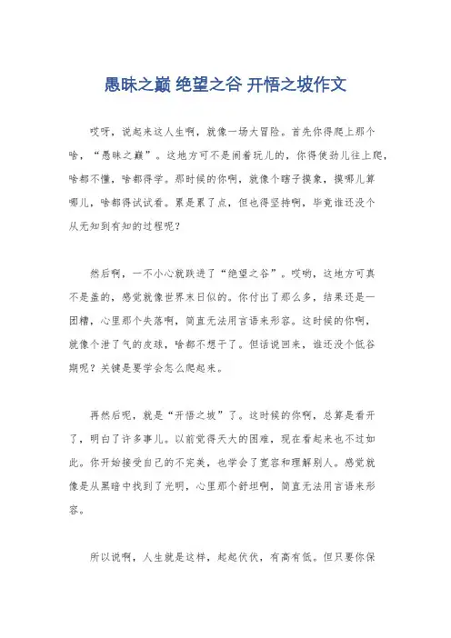 愚昧之巅 绝望之谷 开悟之坡作文