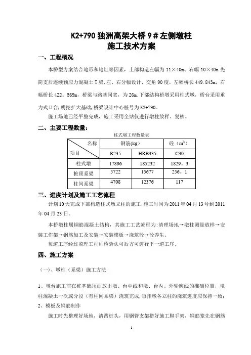 独洲高架大桥墩柱施工方案