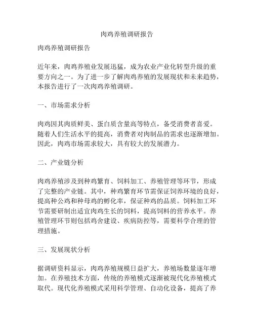 肉鸡养殖调研报告