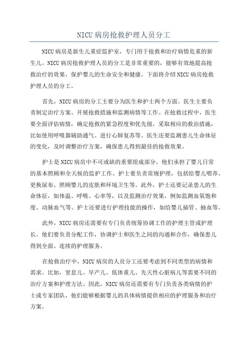 NICU病房抢救护理人员分工