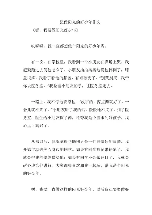 愿做阳光的好少年作文