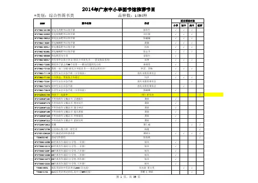 2014-2015年广东中小学图书推荐书目