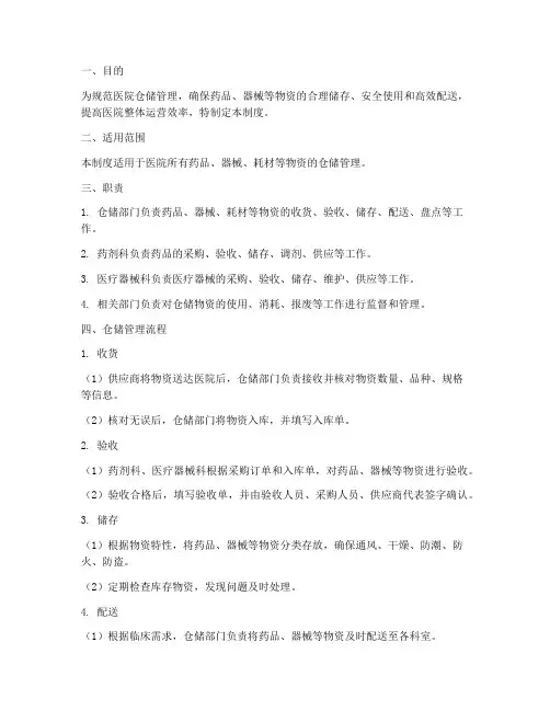医院仓储管理制度