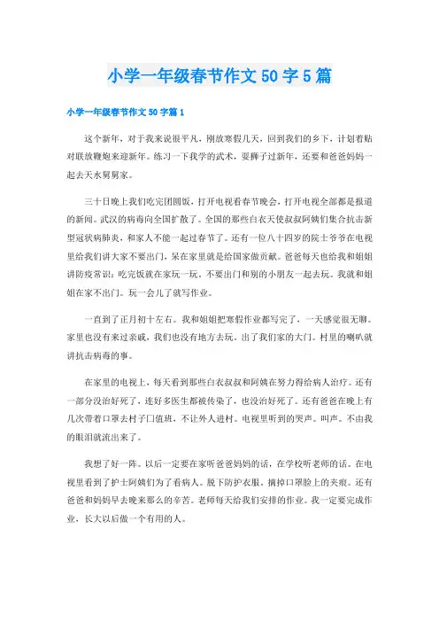 小学一年级春节作文50字5篇