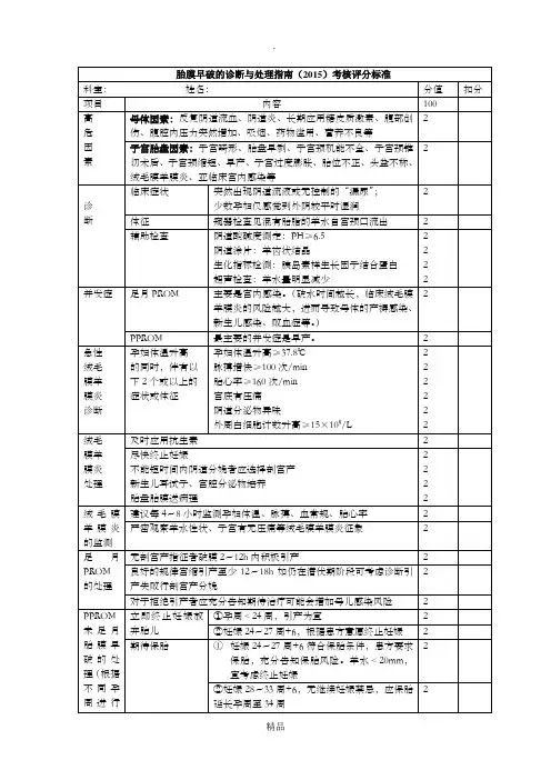 胎膜早破的诊断及处理指南