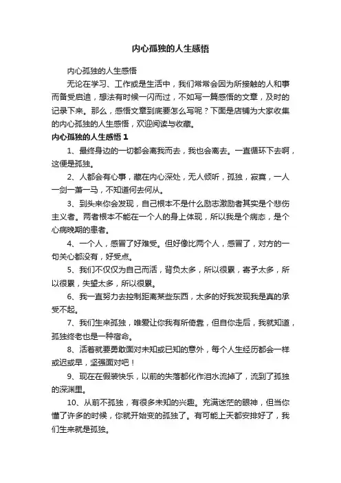 内心孤独的人生感悟