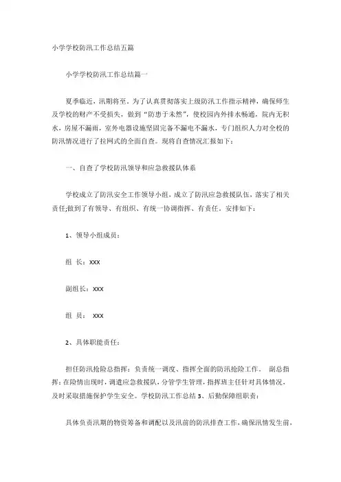 小学学校防汛工作总结五篇