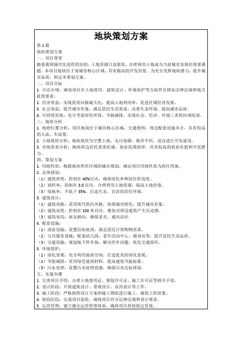 地块策划方案