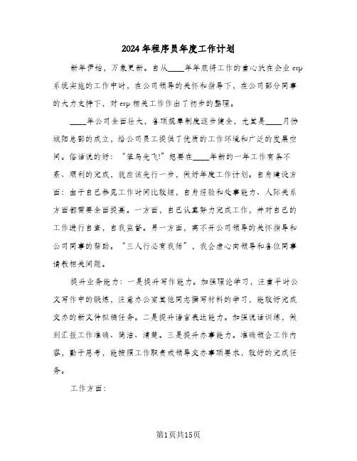 2024年程序员年度工作计划（四篇）