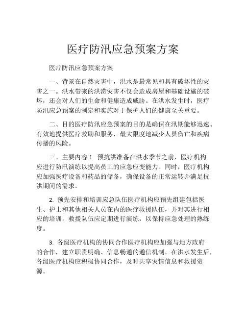 医疗防汛应急预案方案