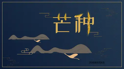 深蓝金线风格的芒种节气介绍PPT模板