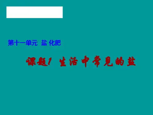 初中化学第十一单元课题1 课题1生活中常见的盐