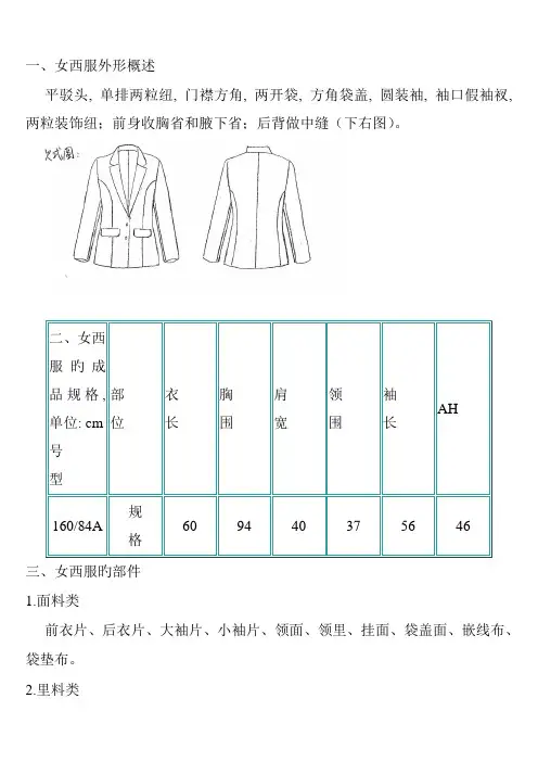 女西服的工艺流程