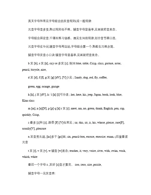 英文字母和常见字母组合的发音规则.